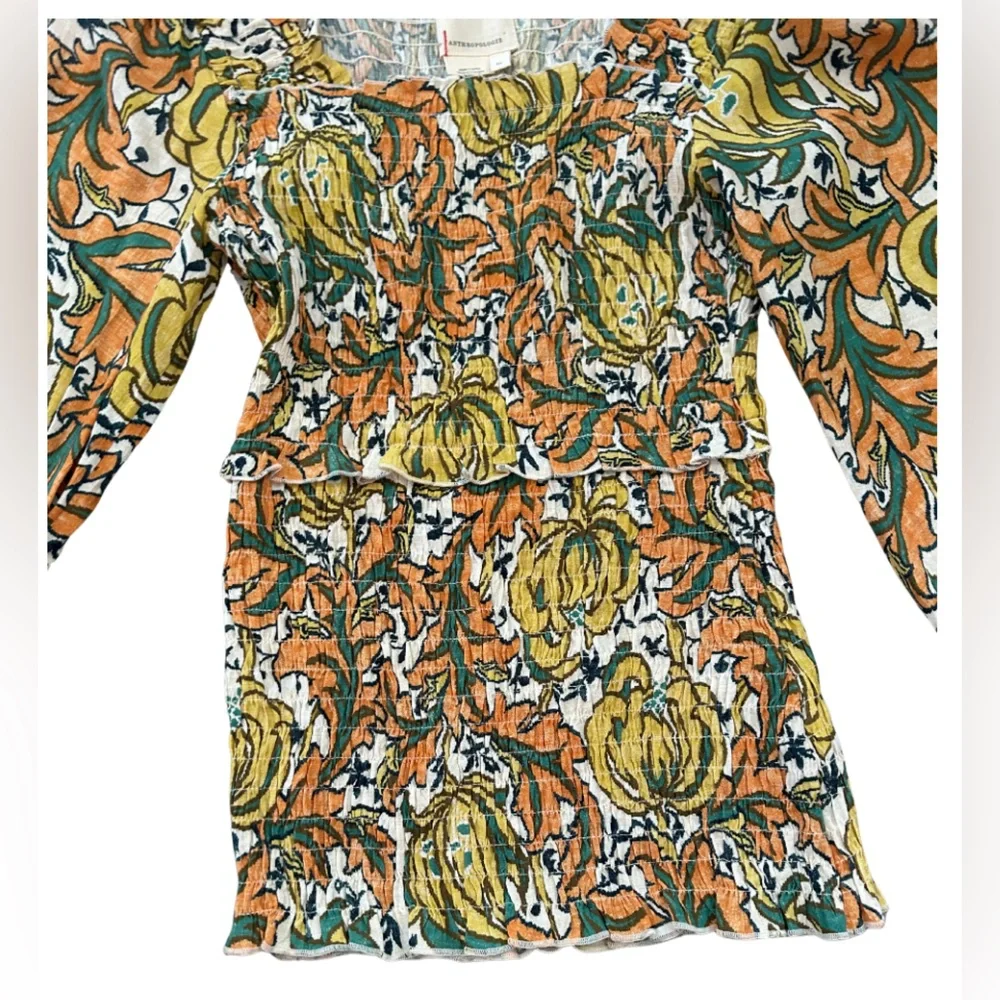 Anthropologie Rayna Smocked Floral Print Puff Sleeve Blouse | Size XS | NWOT